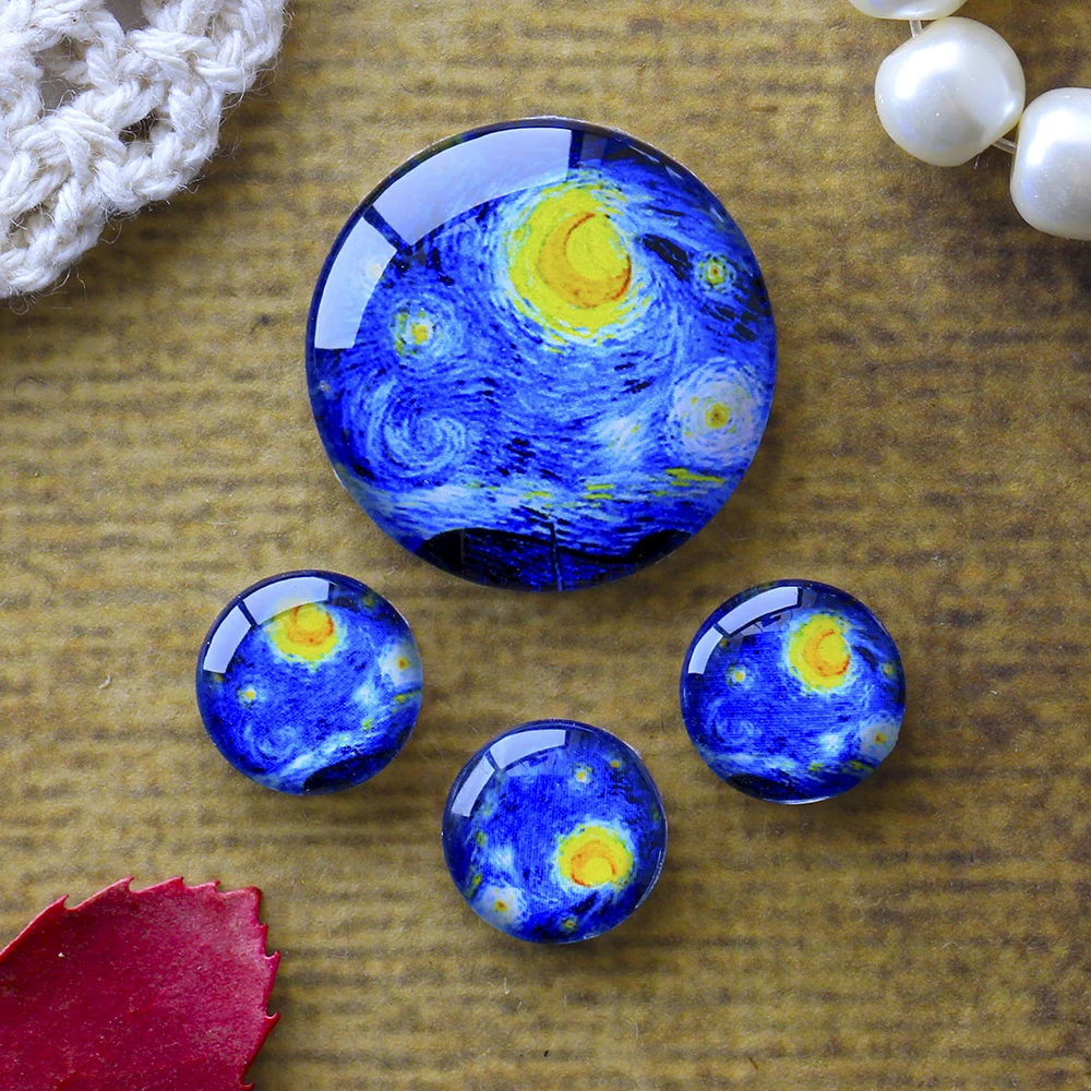 12mm 25mm 14mm 16mm 18mm 20mm  Photo Glass Cabochons Round Cameo Set Handmade Settings Starry Sky