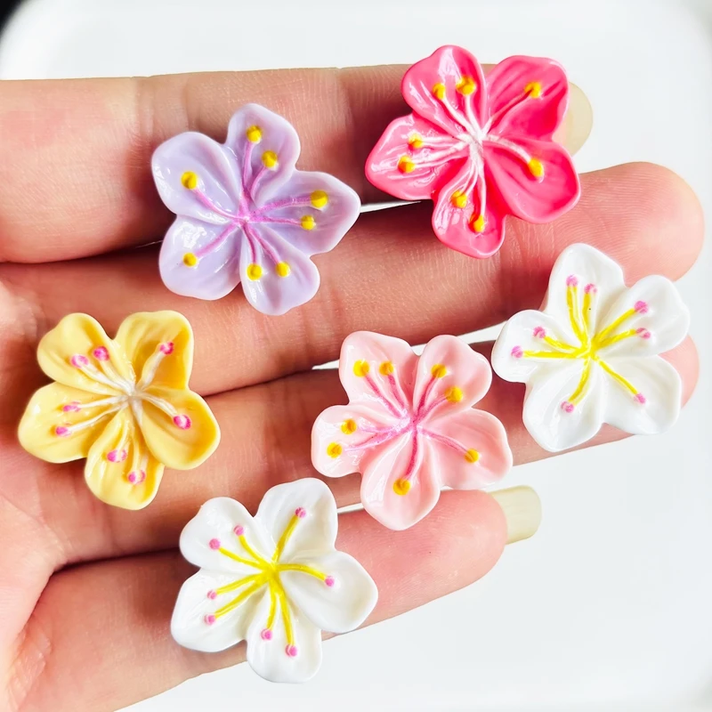 12 pieces of Kawaii cherry blossom glossy flat bottom resin DIY jewelry phone case decoration accessories A153