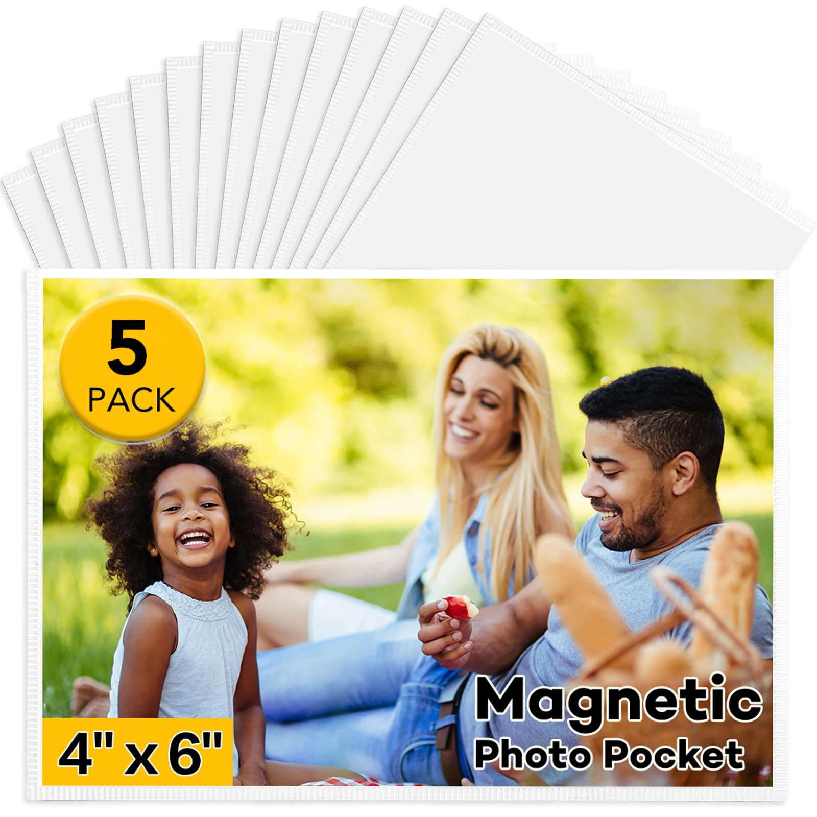 5 Pack Magnetic Picture Frame, 4 x 6 Inches Fridge Magnetic Photo Frames, Magnetic Photo Frames for Refrigerator, Home, School,