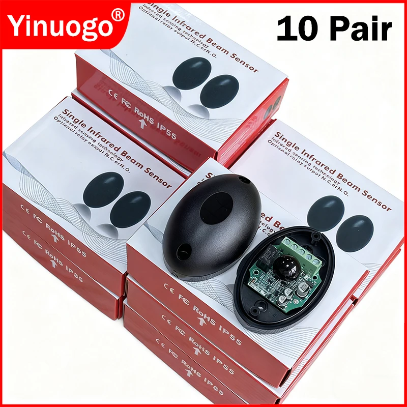 

10Pair Single Infrared Beam Sensor Alarm Photocell DC 12-24V Waterproof IP55 Obstacle Automatic Detector Anti-theft Alarm System