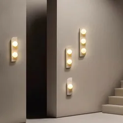 Lámpara LED de pared de mármol, Bombilla G4 de cristal blanco de piedra Natural para escaleras, pasillo, salón, dormitorio, iluminación interior, envío directo