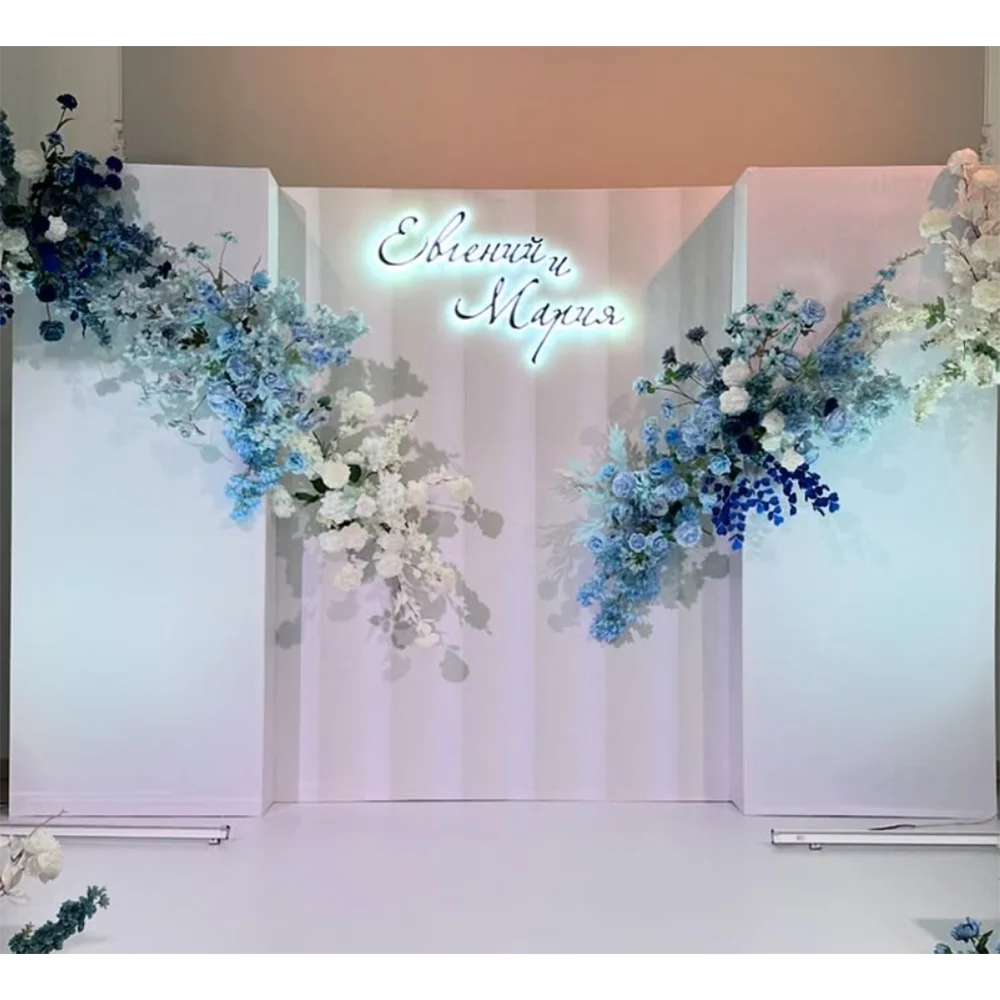 

FSDKX Luxury Pure White PVC Wedding Stage Backdrop Stand Arch Customized Personal Logo for Party Wedding Birthday Events Decor