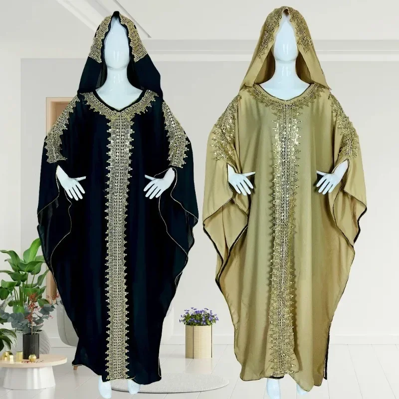 Eid Hooded Abaya Women Muslim Boubou Djellaba Long Maxi Dress Dubai African Kaftan Islam Morocco Caftan African Clothing