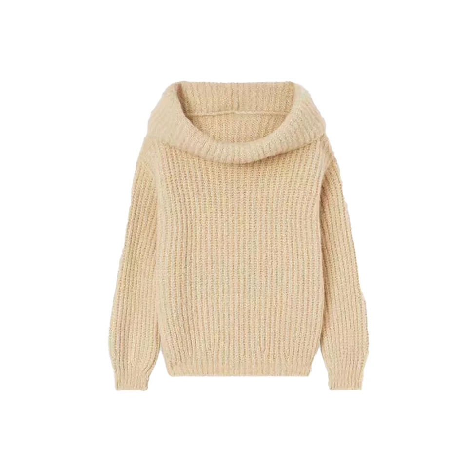 NIGO LP Women's Autumn and Winter Solid Color Round Neck Cashmere Knit Loose Long Sleeve Sweater #nigo61156