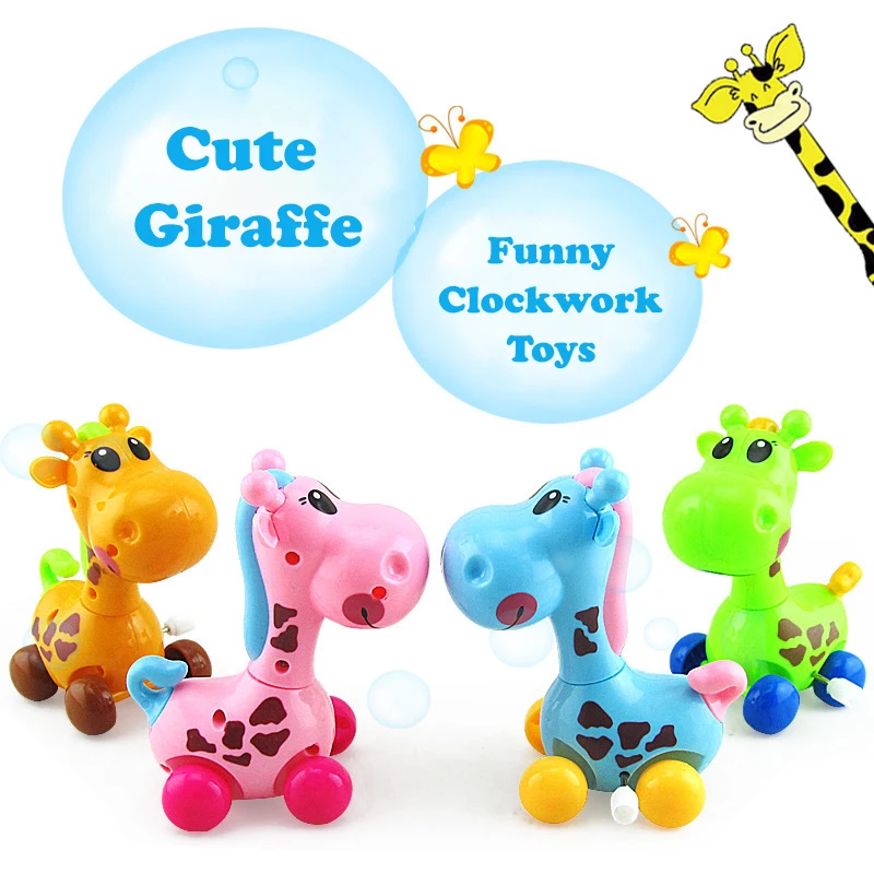 Criativo Cartoon Animal Wind-up Girafa Clockwork Brinquedos para crianças, Cute Puzzle Brinquedos para meninos, Holiday Party, Kids Birthday Gifts