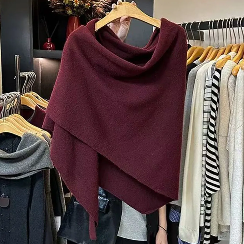 

Новый большой длинный треугольный шарф, вязаные зимние шарфы большого размера из чистой шерсти, кашемира, многофункциональная дорожная шаль для женщин