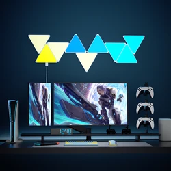 Lámpara cuántica delgada RGB con WIFI, luz nocturna LED de sincronización de música, USB, 5V, para decoración de habitación, fiesta de juegos, atmósfera, luces triangulares de pared, aplicación inteligente