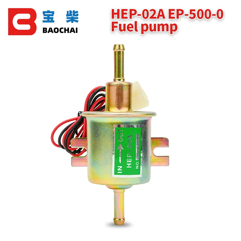 Electric Fuel Pump 12V Transfer Inline Fuel Pump for Lawn Mower Carburetor Gas Diesel Engine 2.5-4psi EP-500-0 HEP-02A