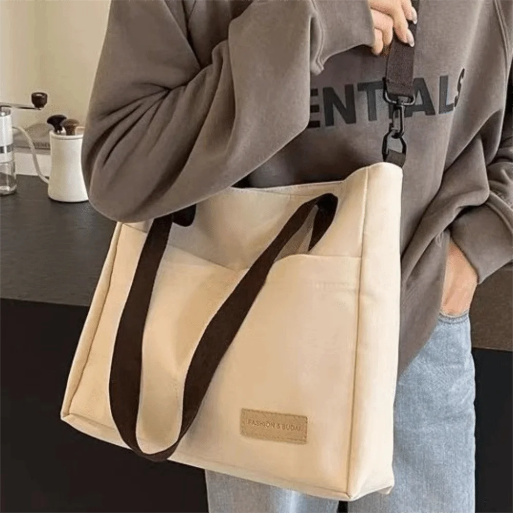 

Stylish Portable Multi-Pocket Tote Bag with Shoulder Strap Thickened Large Capacity Bag Simple Polyester Work Bag Work