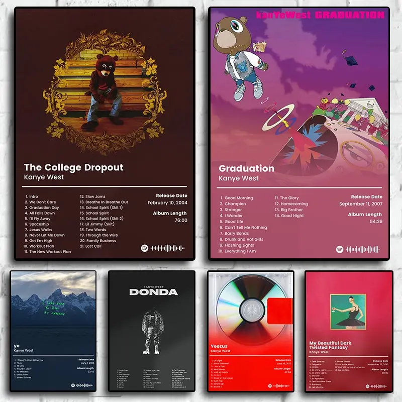 Raper Hip Hop Pop Piosenkarz Kanye West Plakat Estetyczny Jezus Album Muzyczny Płótno Nadruk Plakat Home Decor Wall Art Mural Room Decor