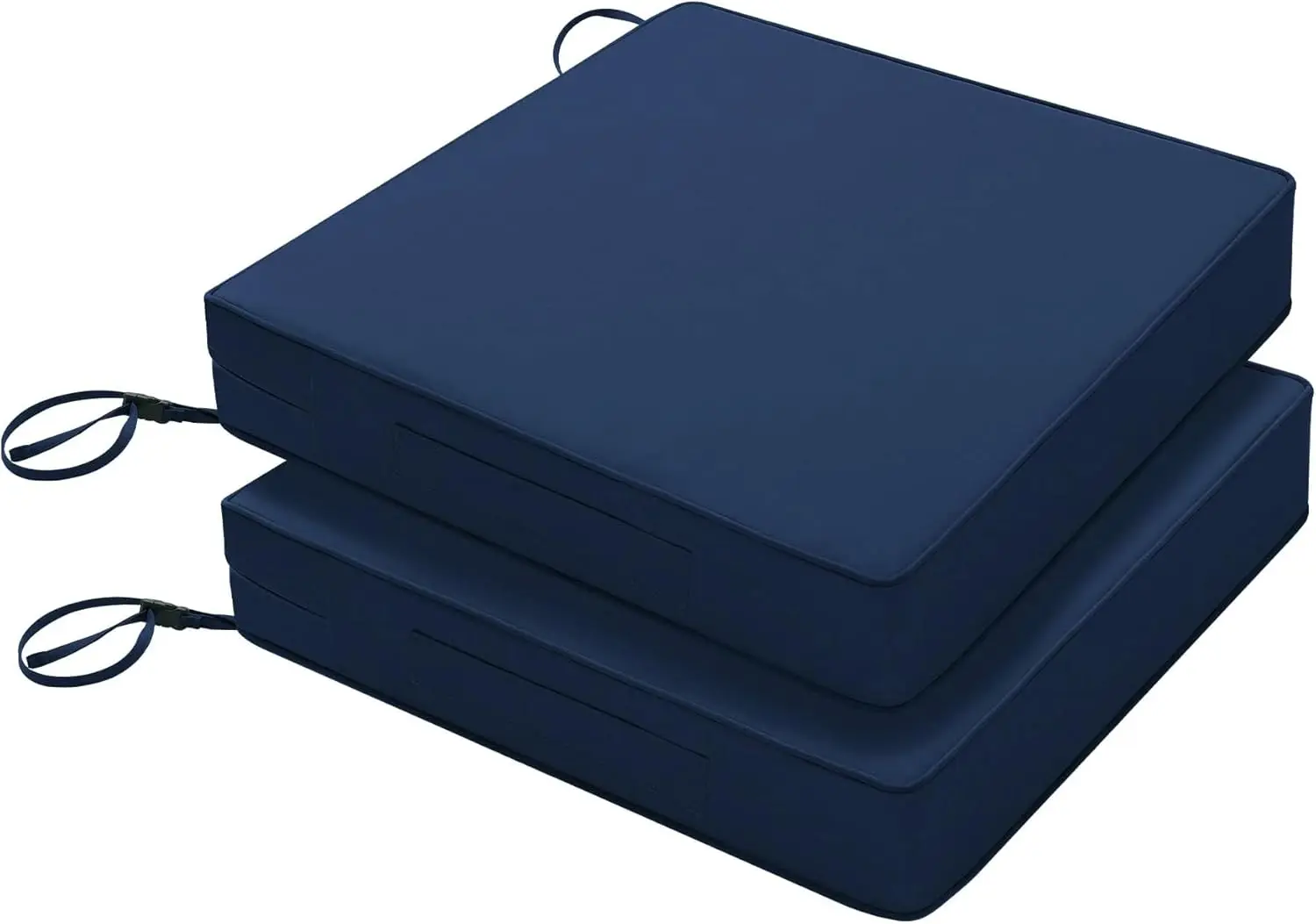 

Waterproof Outdoor Seat Cushions 24x24x4 Inch with Straps, Set of 2 Blue for Patio Furniture