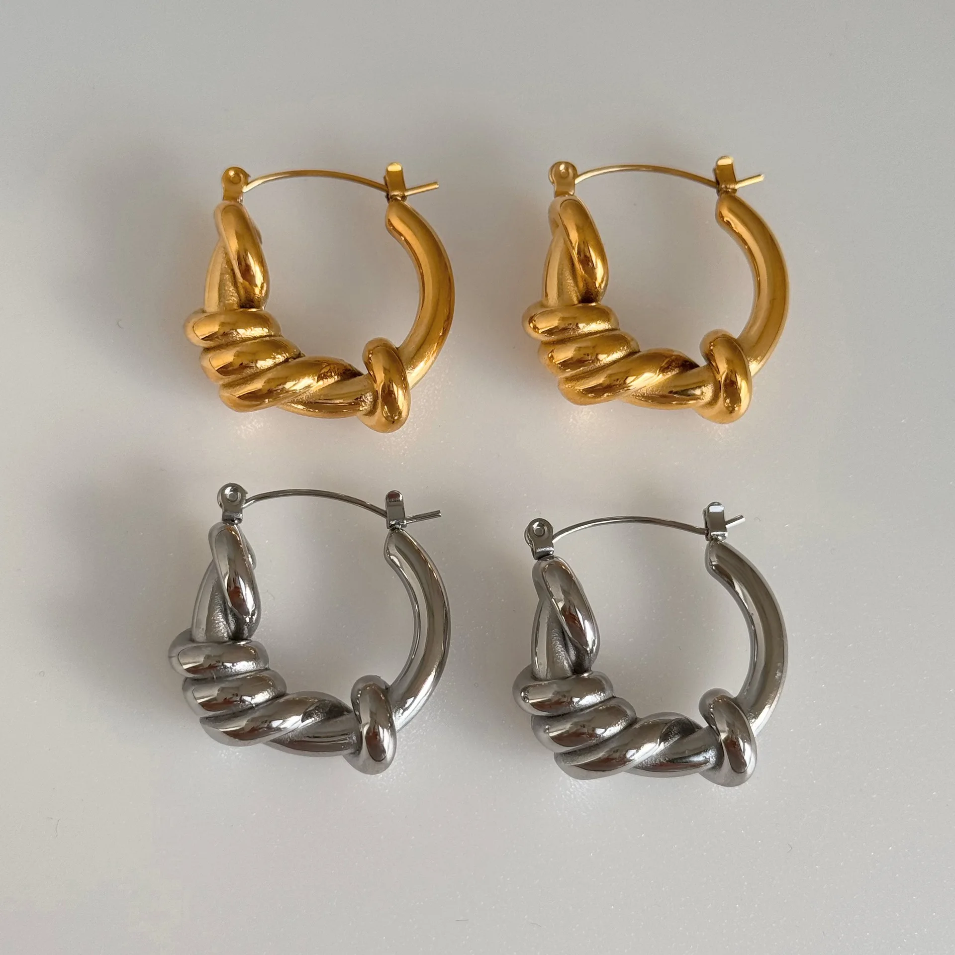 

Miranda Fashion Stainless Steel Irregular Polished Earrings Knot Design Hypoallergenic Fashion Jewelry Gift for Women Bijoux