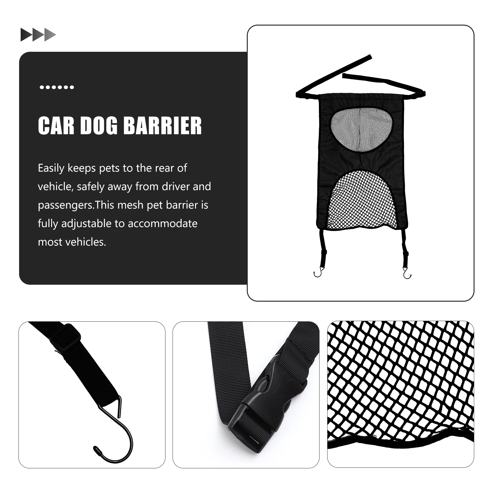 

Car Rear Seat Protection Net Dog Backseat Barrier Baby Cars Pet Adjustable SUV Black Mesh Heavy Duty Long Lasting Fully Most