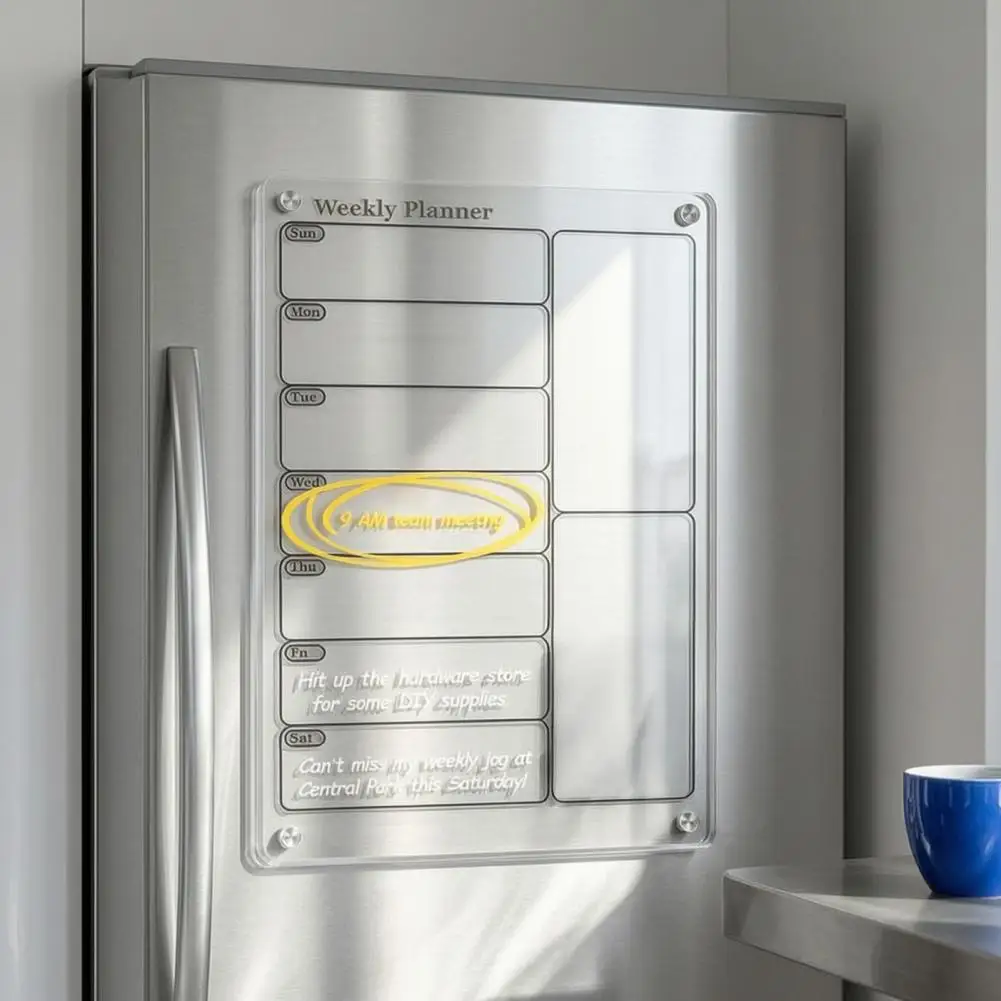 Magnetic Schedule Organizer Magnetic Refrigerator Calendar Acrylic Magnetic Dry Erase Board Calendar Monthly Weekly for Events