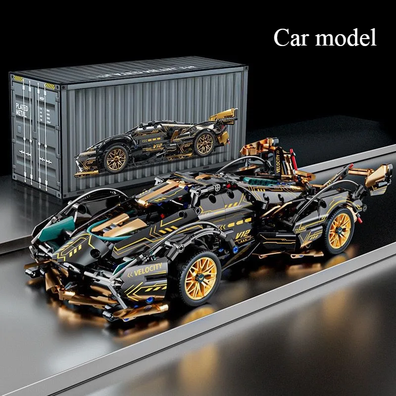 Technischer Rennsportwagen im Modell 1:14, Baustein-Montageziegel-Autospielzeug, DIY-Geschenk für Kinder und Erwachsene