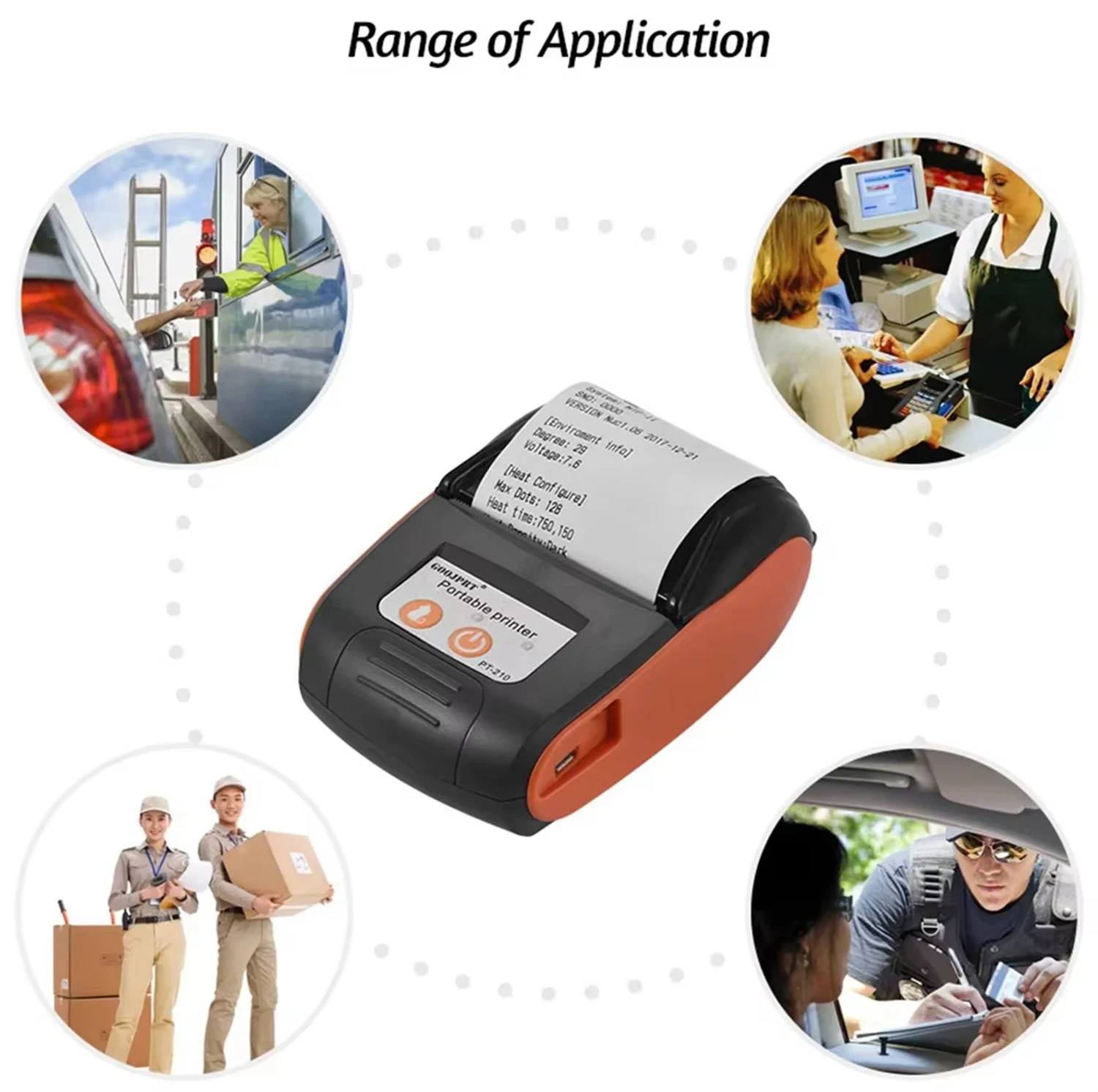 طابعة حرارية صغيرة محمولة مقاس 58 مم مقاس 2 بوصة، طابعة إيصالات تذكرة بلوتوث POS متوافقة مع نظام Android/iOS/Windows