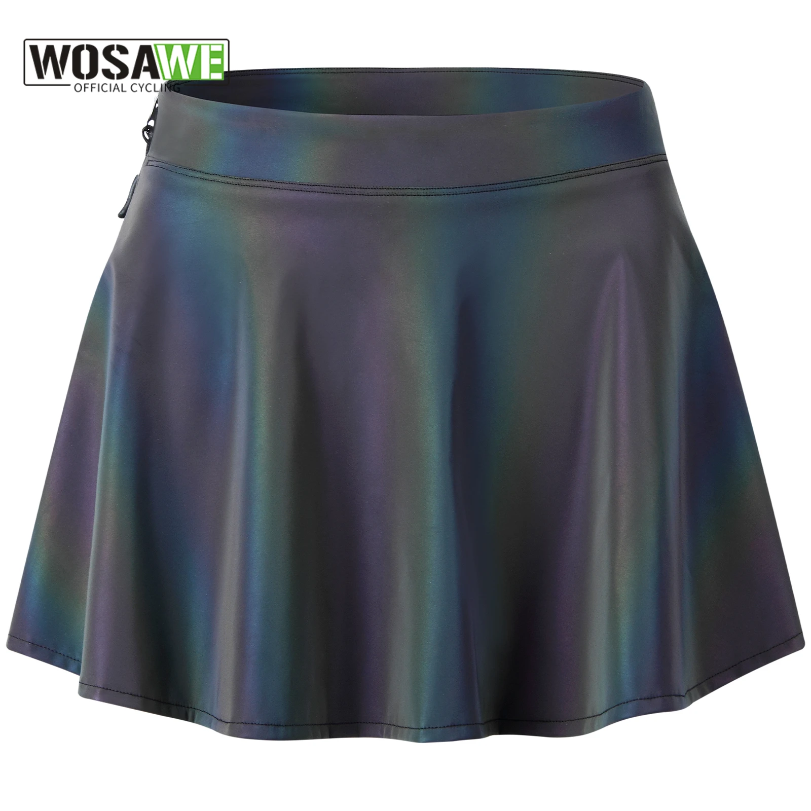 

WOSAWE Women's Colorful Reflective Skirt with YKK Zipper Elastic Water Repellent for Cycling Running Dancing Night Activities