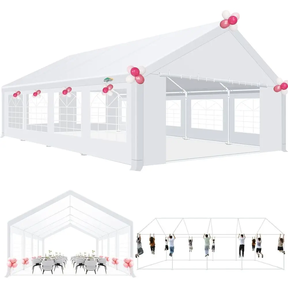 

20x20t Party Tent Heavy Duty with 8 Sidewalls, Wedding and Event & Carport, Carpas para iestas with Built-in Sandbag, Waterproo,