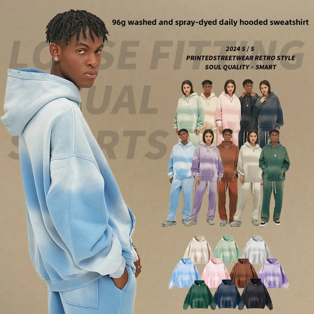 

Осенне-зимний бархатный свитер с капюшоном для стирки, 360 г, старый свитер с капюшоном, мужская американская модная брендовая мужская толстовка в стиле ретро