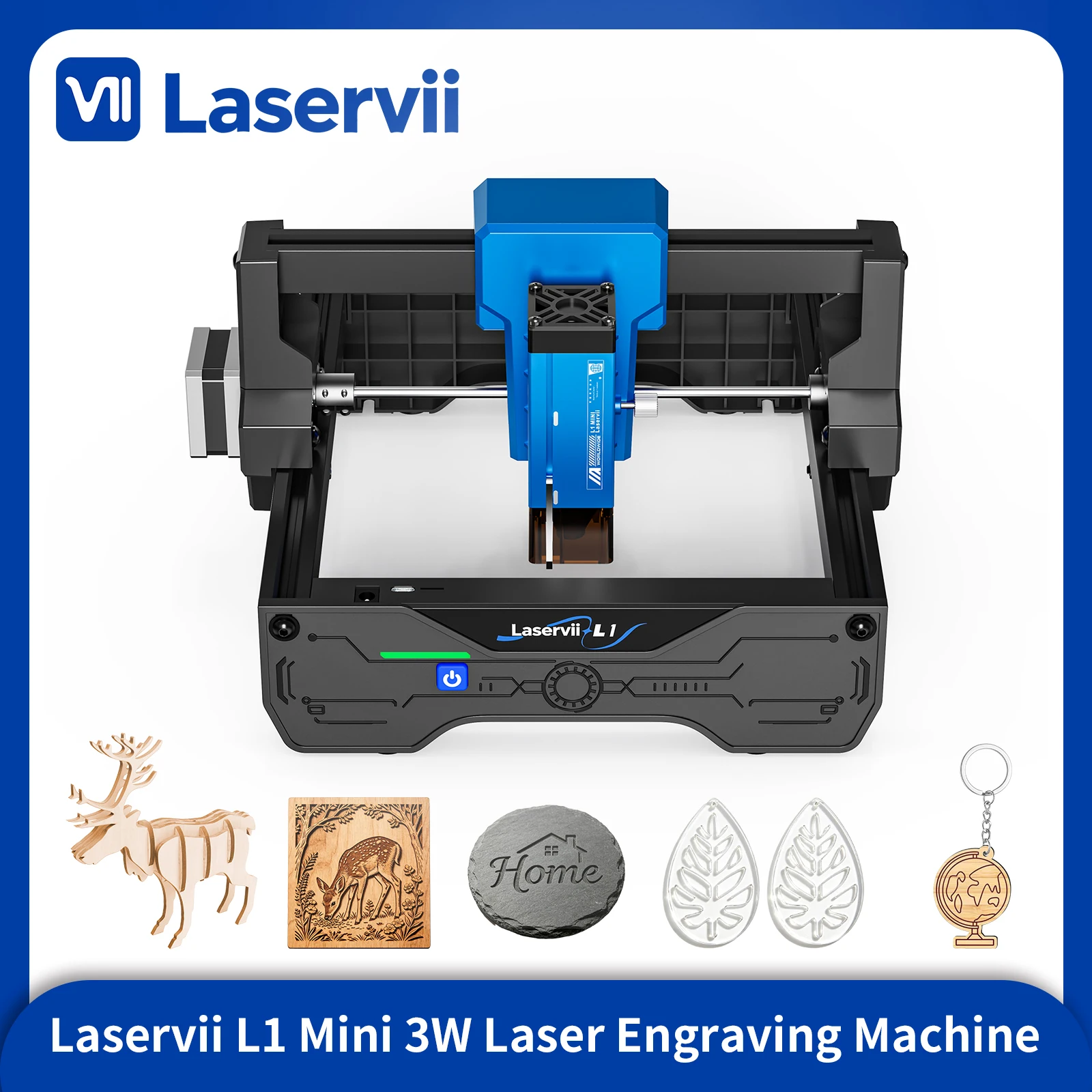 Laservii L1 3w Portable Mini Laser Engraving Machine DIY Logo Marking Machine for Colourful Dog Tags Paper Wood Acrylic Leather.