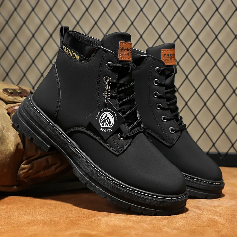 الرجال أحذية عالية الجودة 2025 الخريف الشتاء أحذية من الجلد موضة في الهواء الطلق حذاء من الجلد للرجال الدانتيل متابعة أحذية مريحة عدم الانزلاق #4