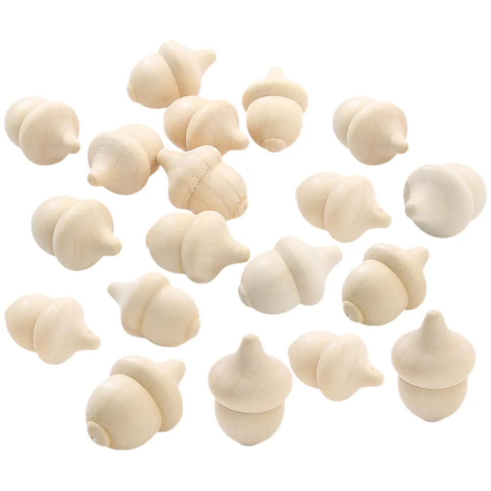 

24pcs Wooden Acorns Unfinished Craft Rustic DIY Figurine Christmas Ornament Decoration Sculpture Home Kids Educational Toy