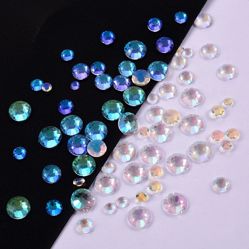 New Colors Glass Flat Back Rhinestone Glitter Glue On Crystal AB Diamond Stones Non Hot Fix Rhinestones for Nails Art Clothes