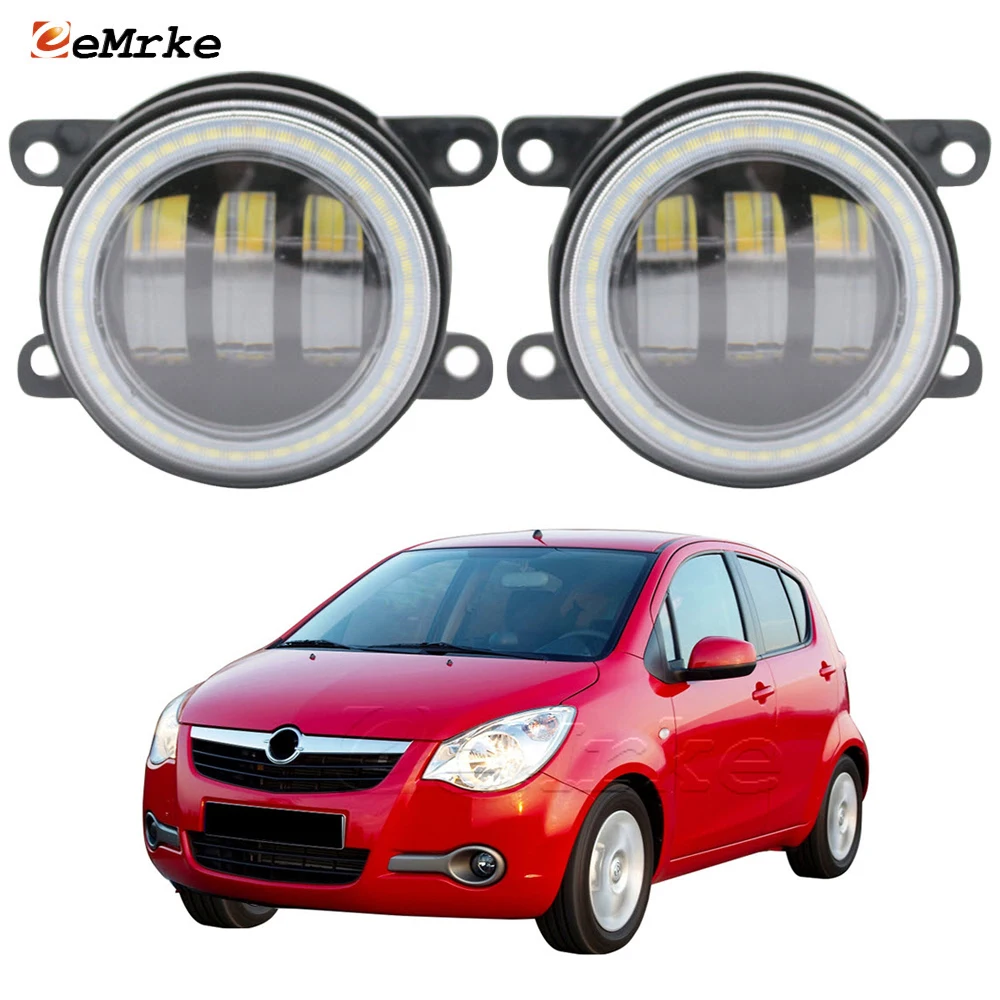 

2X Led Car Fog Lights Assembly Lens Angel Eye DRL Fog Daytime Running Lamp for Opel Agila,Vauxhall Agila B H08 F68 2008-2014