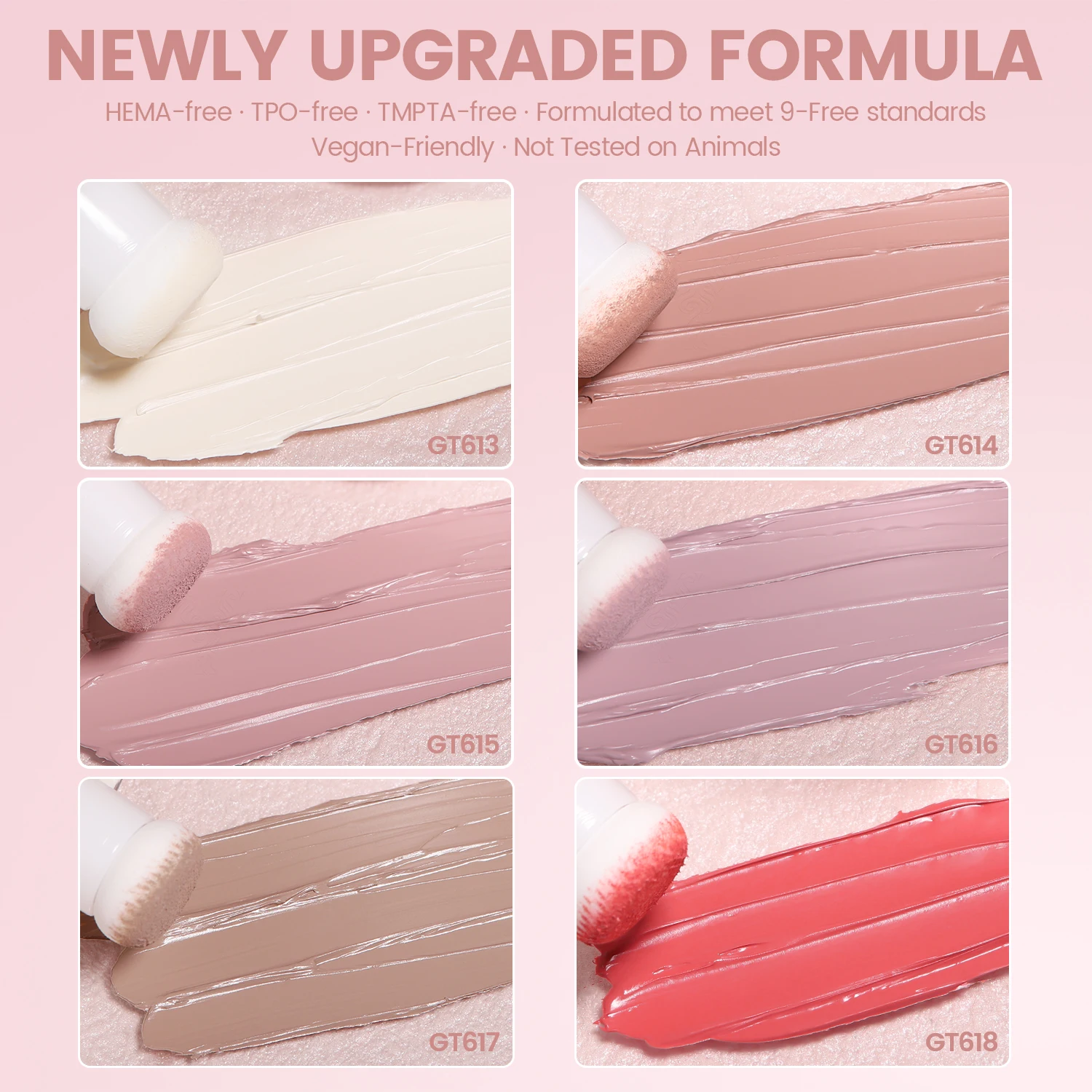 YOKEFELLOW GleamTap Cushion Ombre Painting Gel Schwämme Neon-Orange Hochpigmentiertes No-Wipe Gradient Pat Pat Gel Polish GT624 – Detail 7