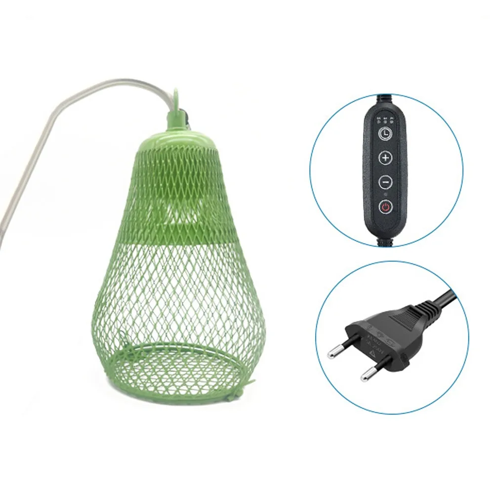 السيراميك باعث الحرارة الحيوانات الأليفة التدفئة عاكس الضوء قفص مزدوج شبكة حديدية قبة الزواحف الحرارة عاكس الضوء E27 لمبة حامل