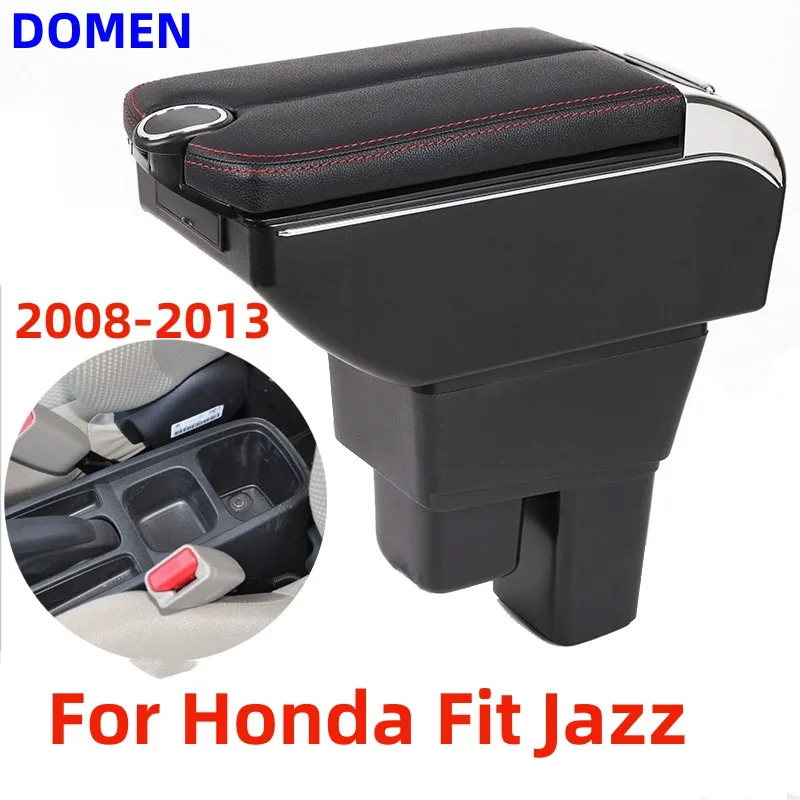 

New For Honda Fit Jazz armrest box Interior Parts Car Central Store Content With Large Space Dual Layer USB Charging