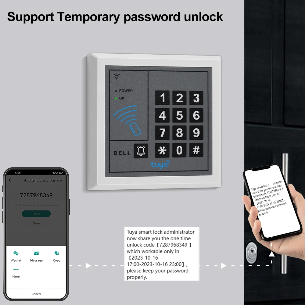 OBO WiFi TUYA Security Access Keypad Access Control Door Lock Smart App Unlock Password 125KHz RFID Door Opener WG26 Card Reader