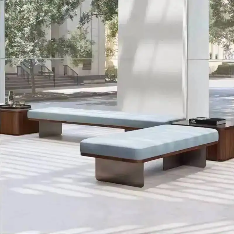 Nordic Stainless Steel Metal Foot Stool Ottoman Shoe Bench for Entryway Bedroom Living Room Lab