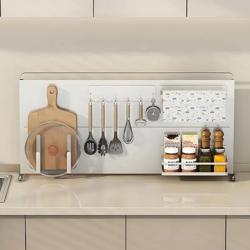 

2 Tier Mesa Clever Oil Spice Rack Hook Organizer Kitchen Integrated Storage Shelf Magnetic Wall Mount Chopping Board Pot Holder