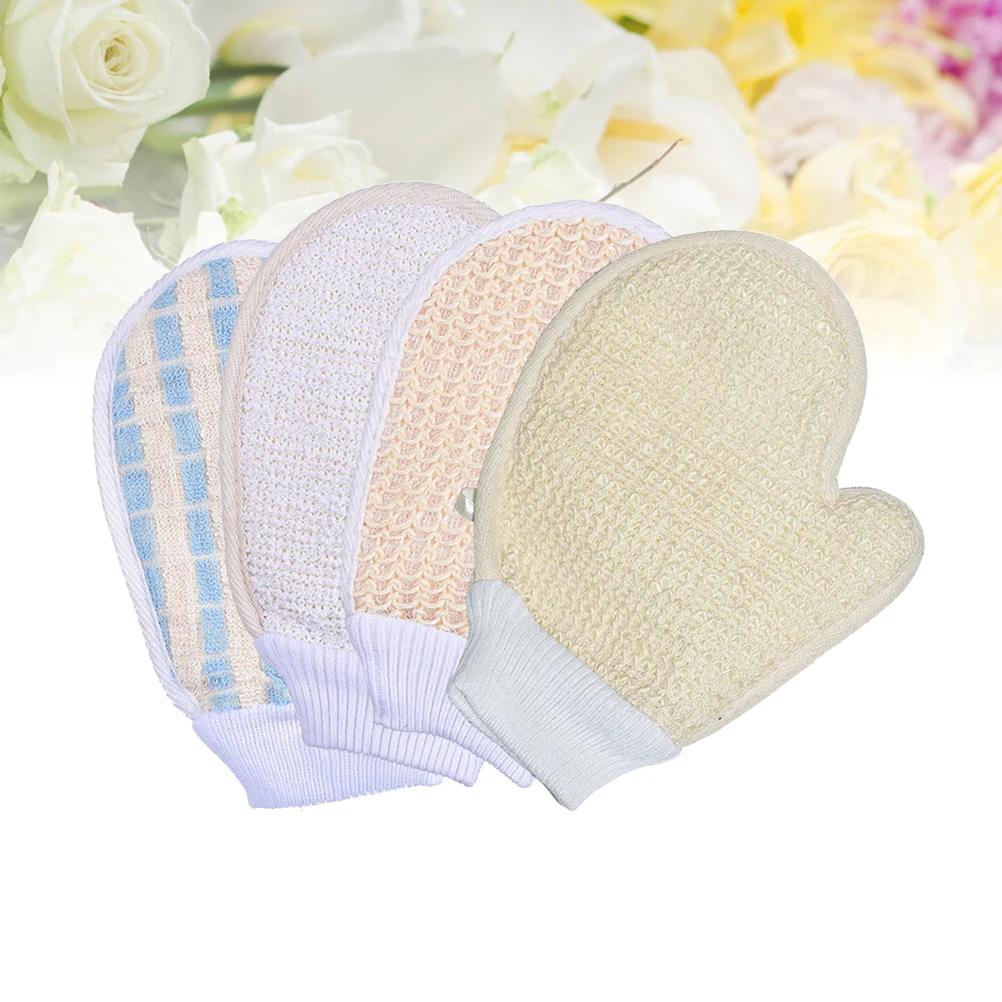 

4 Pcs Glove Bath Brush Towels Shower Type Gloves for Cleaning Frosted Plant Numb