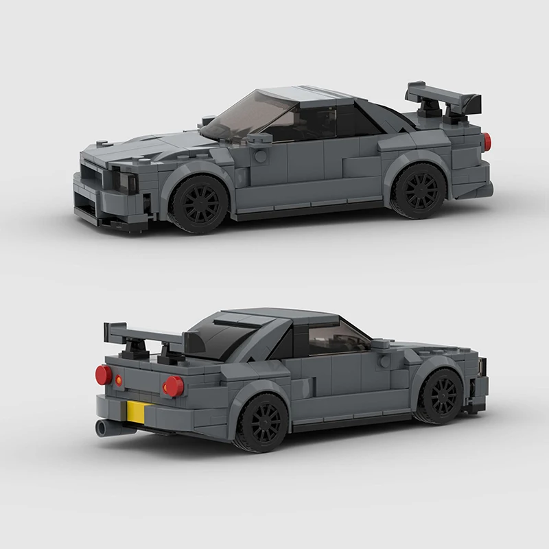 Hot MOC Skyline GT-R R34 Speed City Car Champion Racer Supercar Fast & Furious Building Blocks Brick Racing Technique Kid Toys