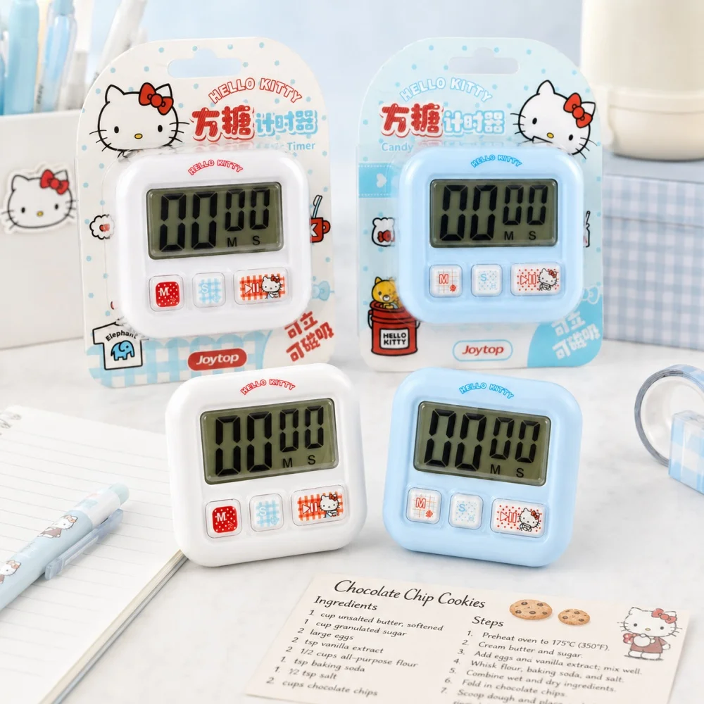 Genuine Sanrio Hello Kitty Portable Timer Magnetic Back Support Stand Countdown Reminder for Cooking Baking Office Study Planner