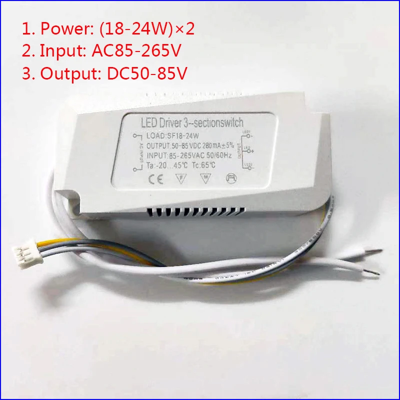 1pcs Isolation driver With 3Colors LED transformer (8-12W)×2 (36-50W)X2 AC Input 85-265V for dimmable color-changeable chandelie