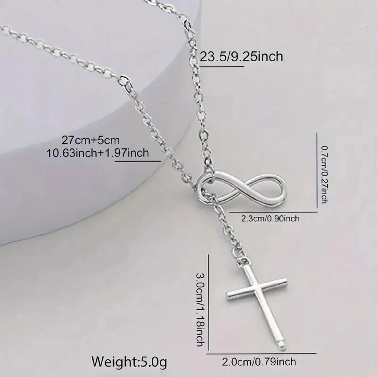 قلادة متقاطعة من الفولاذ المقاوم للصدأ لاكي 8 لا تسبب الحساسية للنساء مجوهرات أنيقة وبسيطة للارتداء اليومي والحفلات