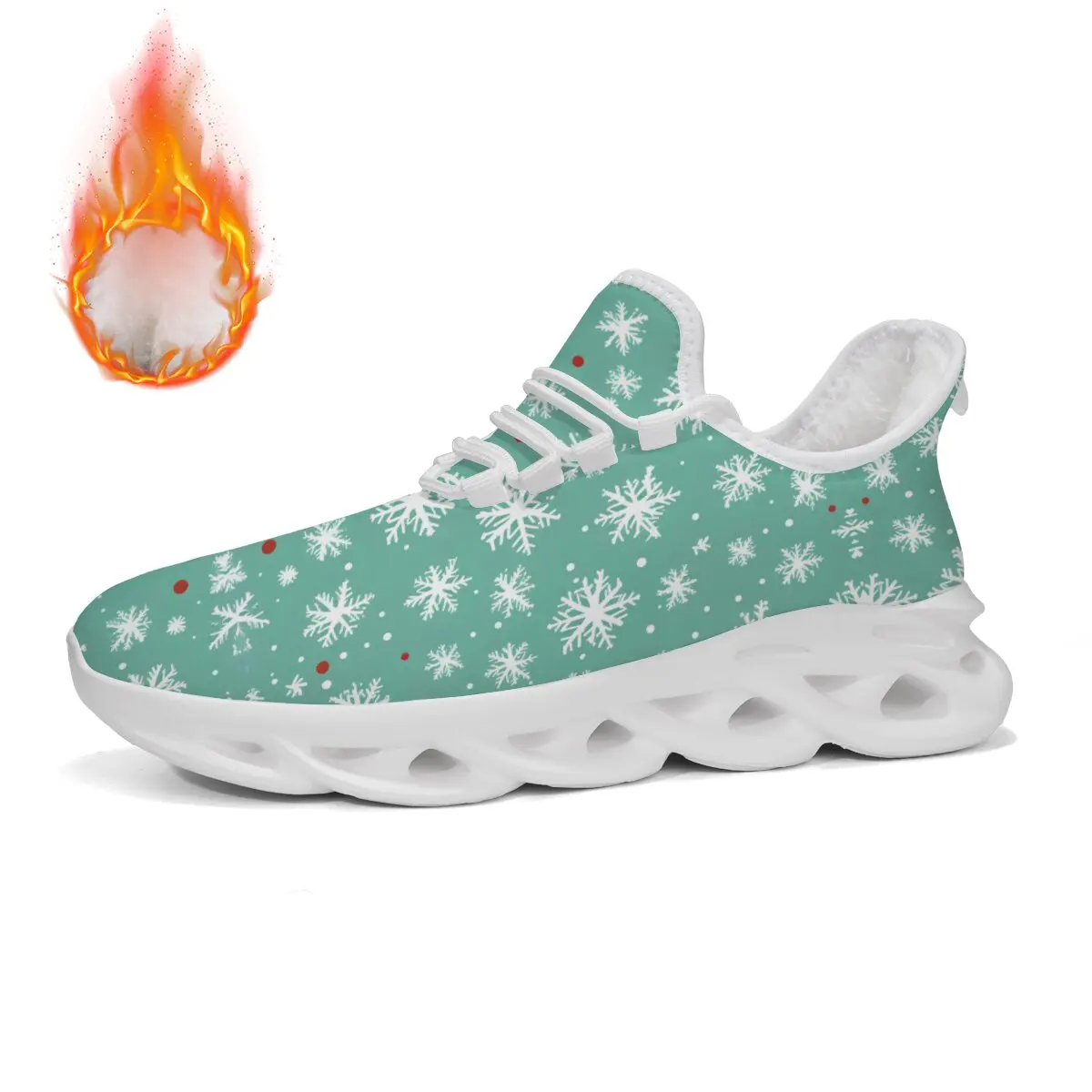 

Platform Shoes Christmas Snowflake Print Fleece Lined Sneakers Man Running Shoes Breathable Comfortable Fashion Walking Sneakers