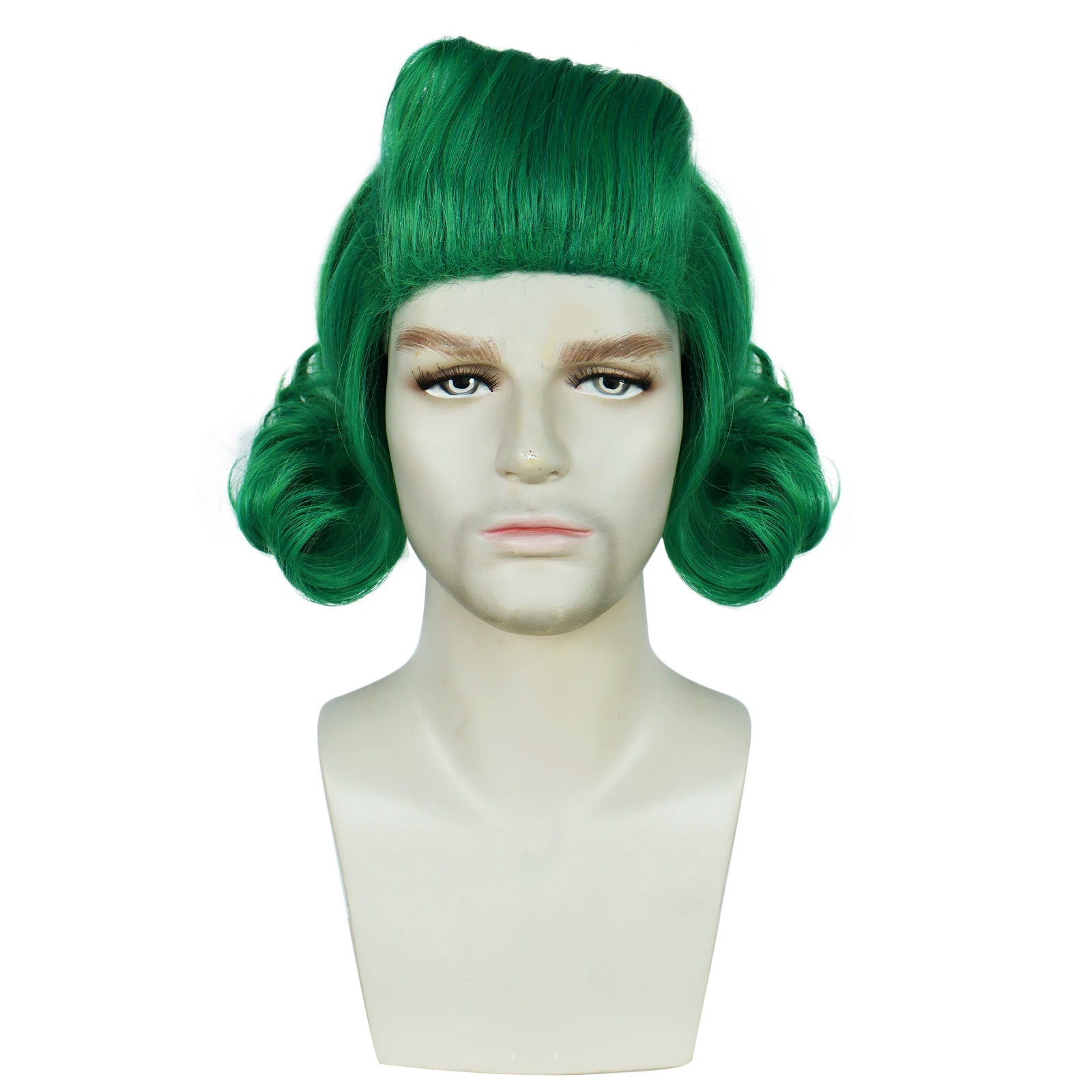 St Patricks Day for Halloween Carnival Comic Exhibition Synthetic Short Wavy Green Oompa Loompa Cosplay Wig