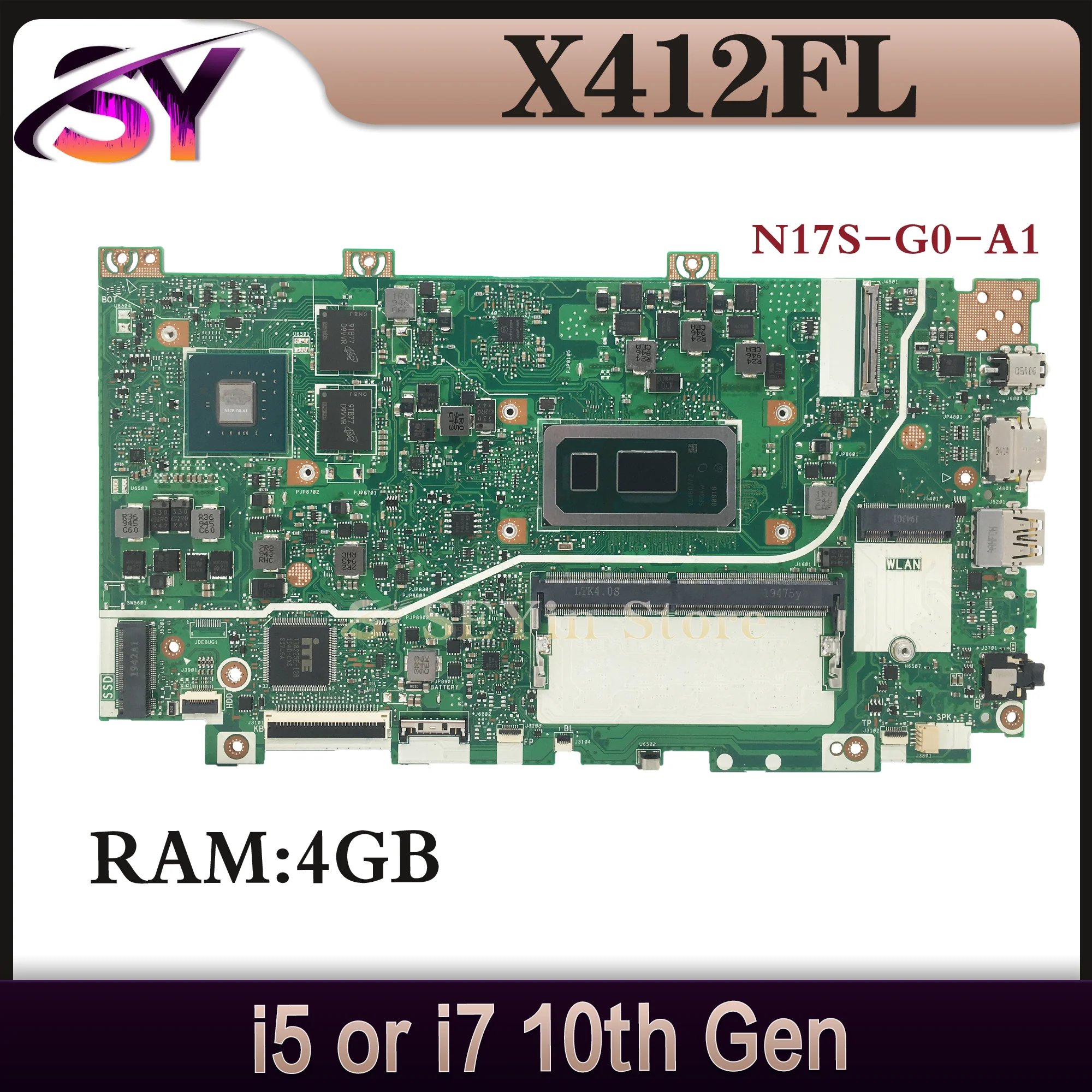 X412FLC X412FA Mainboard For ASUS X412FL X412F X412FLG X412FJC Laptop Motherboard W/4GB-RAM I7 I5-8th 10th N17S-G0-A1 V2G