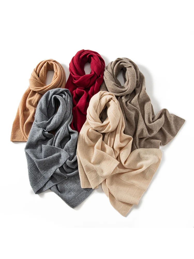 

Daily Autumn Winter Scarf Women Accessories 100% Cashmere Scarf Knitted Classic Warm Shawl Solid Color Office Lady Cloak Unisex