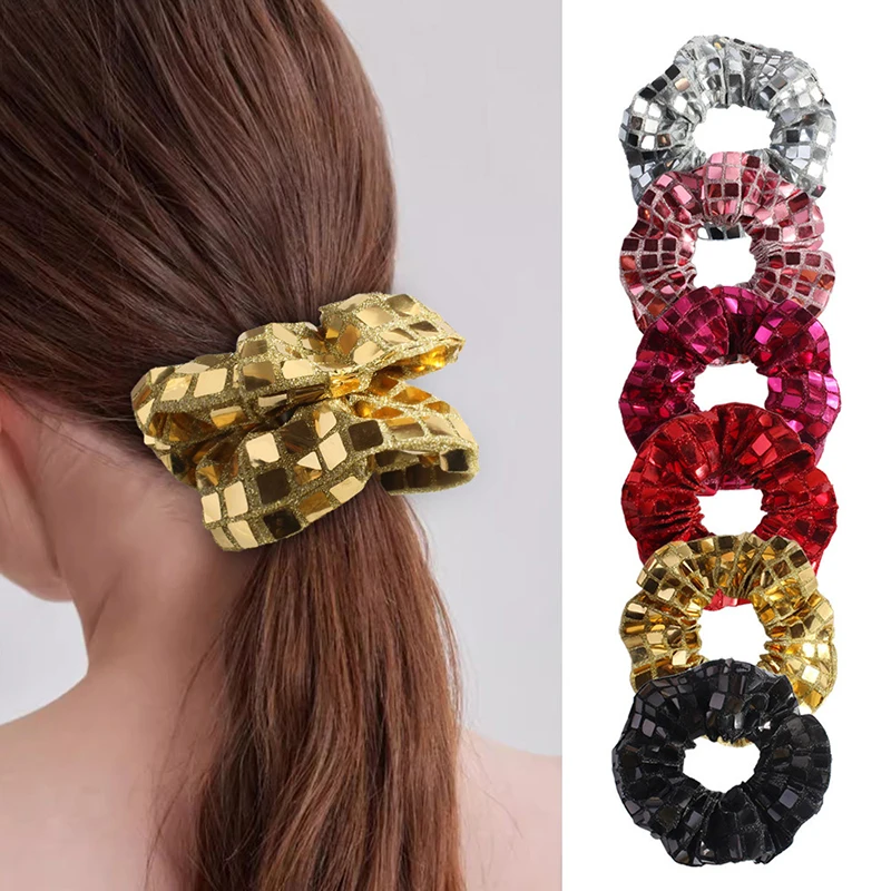 1Pcs Creative Disco Ball Sequin Hair Ties Hair Band for 70s Music Disco Theme Birthday Bachelorette Wedding Party Decoration