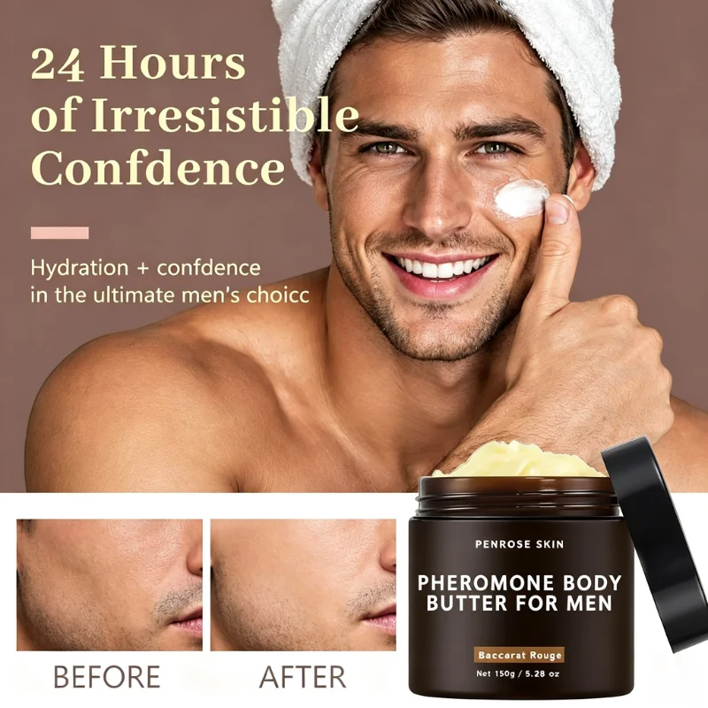 PENROSE SKIN Pheromone Body Butter For Men Skin Hydrating Nourishing Long Lasting Rouge Scent Body Lotion Baccarat Moisturizer