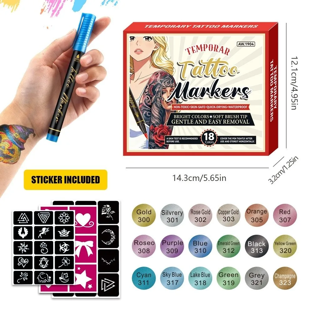 New Temporary Pen DIY Skin Painting Pen Soft Tip Marker Accessories Disposable Skin Painting