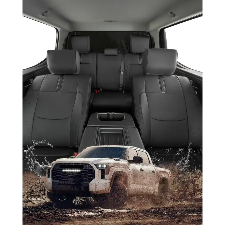 

Set car seat Covers for Toyota Tundra 20222026,Leather Waterproof Pickup seat Covers Custom fit for Toyota Tundra Accessories, f