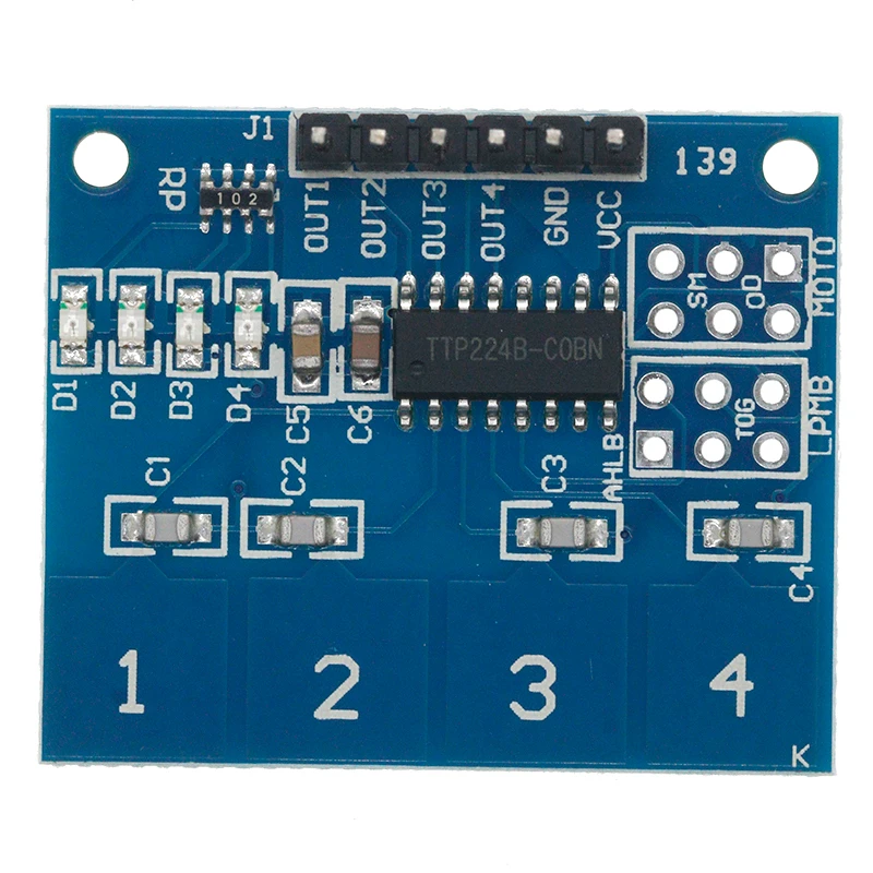 Novo módulo interruptor capacitivo sensor de toque digital de 4 canais botão para ttp224
