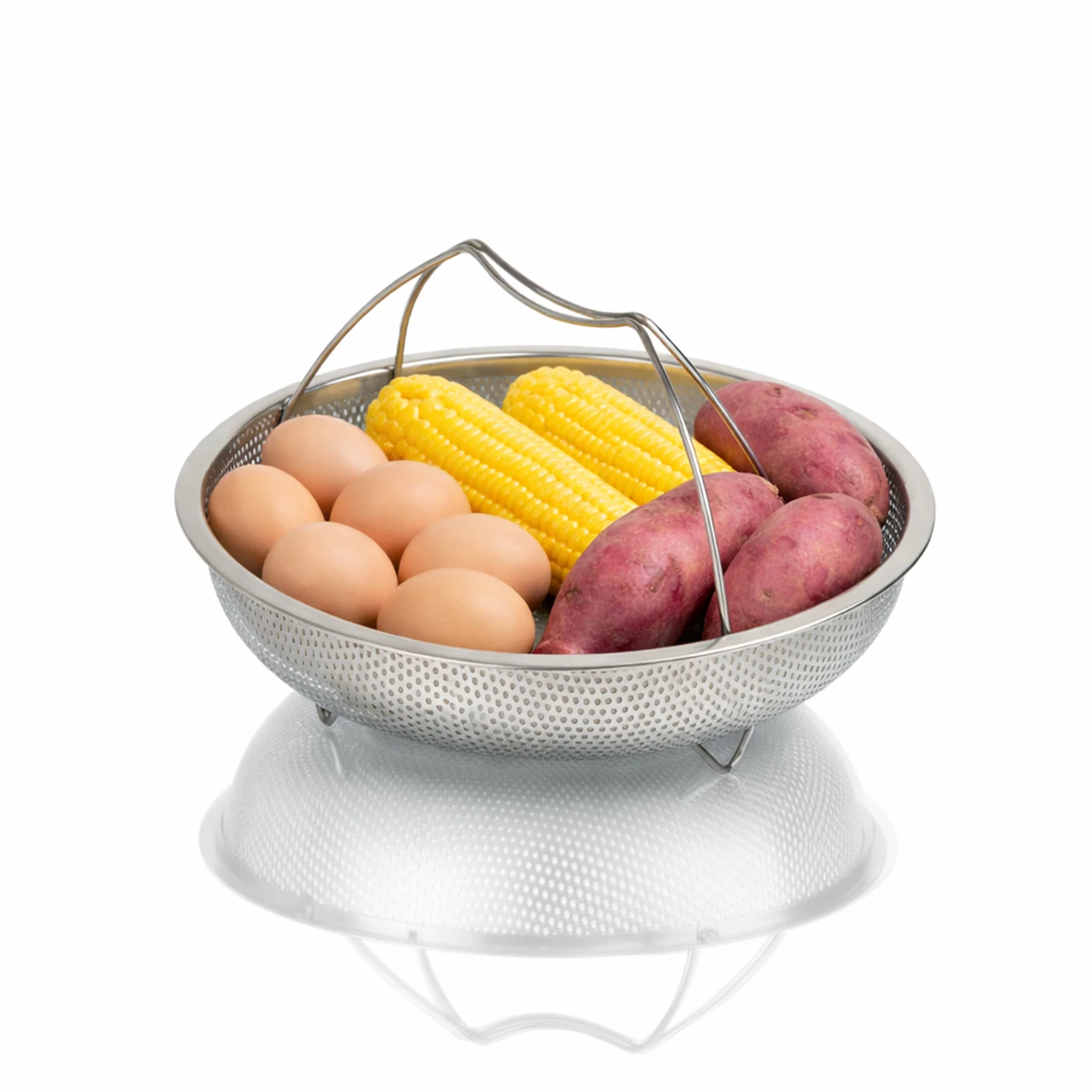 

tastyWay Multi-function Stainless Steel Steaming Tray Drain Basket Durable Fruit Vegetable Drainage Basket Cooking Steaming