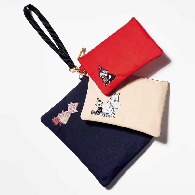Sac de rangement portable multi-usage Moomin, pochette de maquillage pour le quotidien, trousse de toilette compacte, portefeuille de voyage pour passeport et cartes
